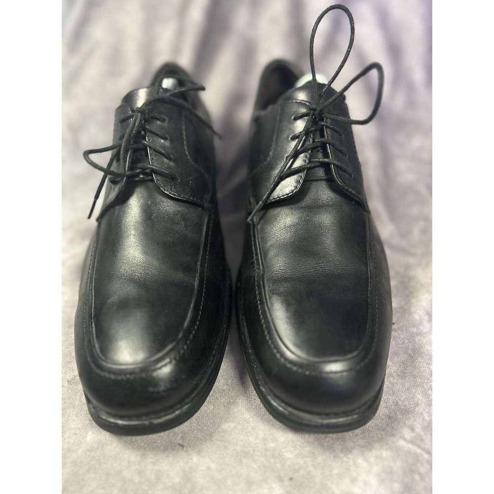 Johnston & Murphy Men's 10.5W Black Leather Apron Toe Derby Dress Shoes